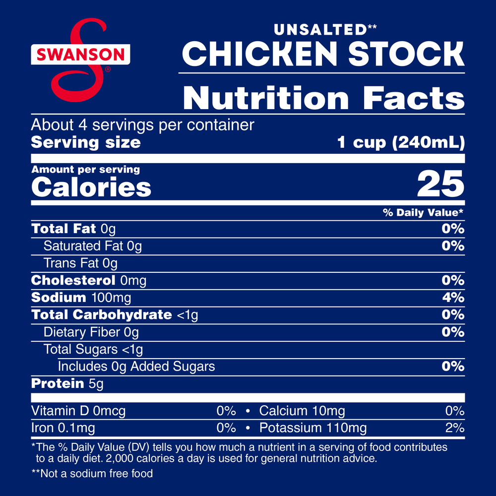 Swanson Stock, Chicken, UnsaltedNutritionFacts