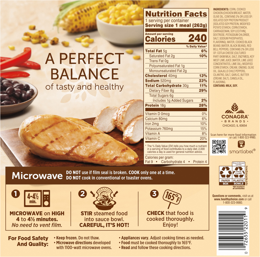 Healthy Choice Cafe Steamers Street Corn, MexicanStylePlanogramBack