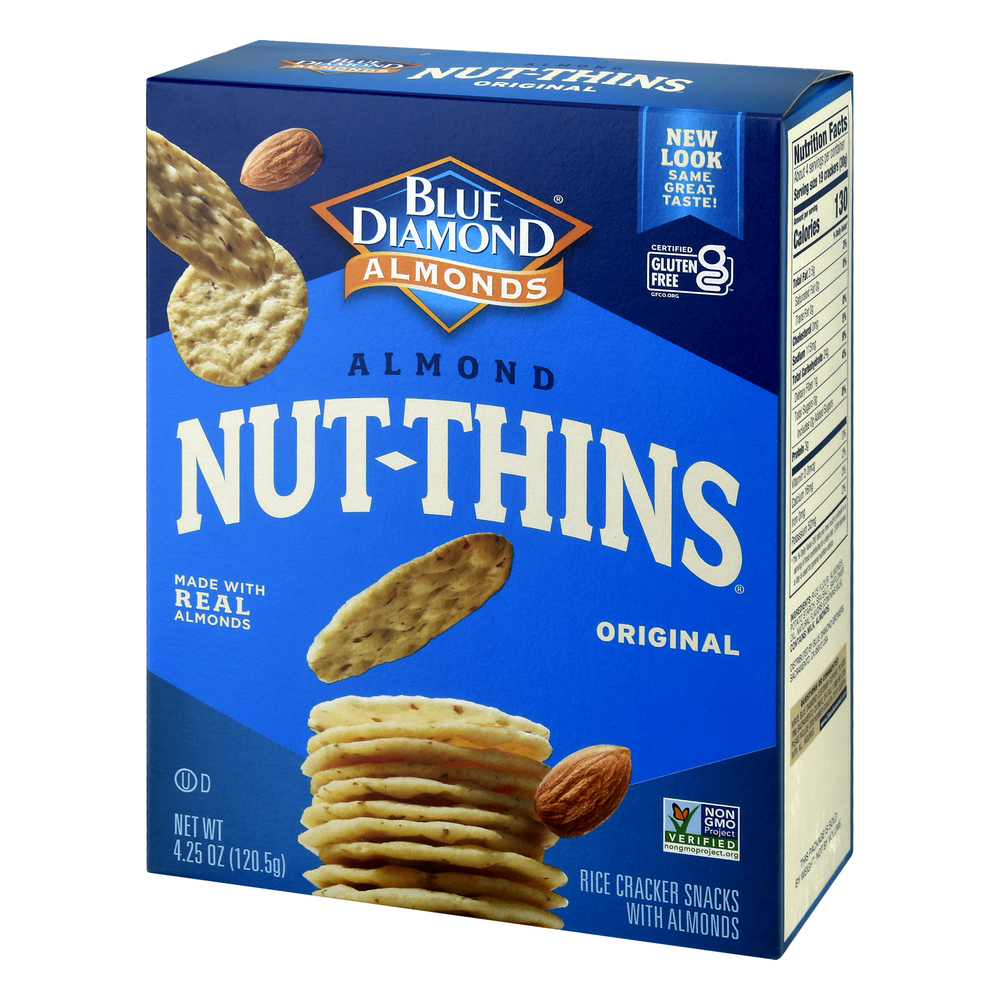 Blue Diamond NutThins Crackers, AlmondsFrontRightElevated