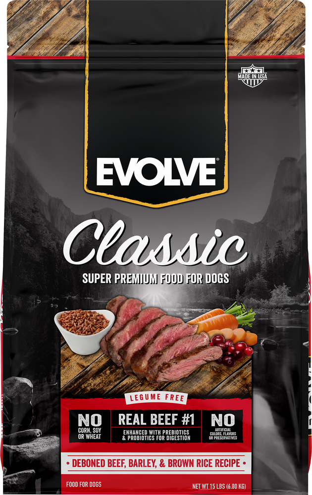 Evolve Classic Food for Dogs Deboned Beef Barley Brown Rice Recipe