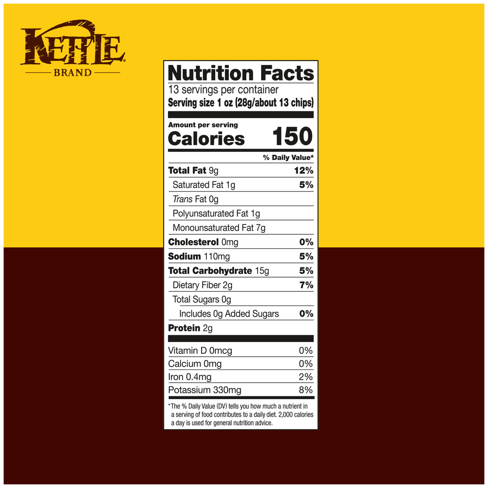 Kettle Brand Potato Chips Sea Salt Party Size Nutrition Facts