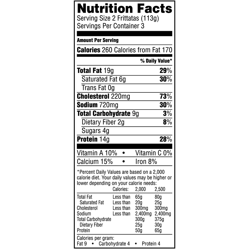 jimmy-dean-bacon-and-spinach-frittatas-nutrition-facts