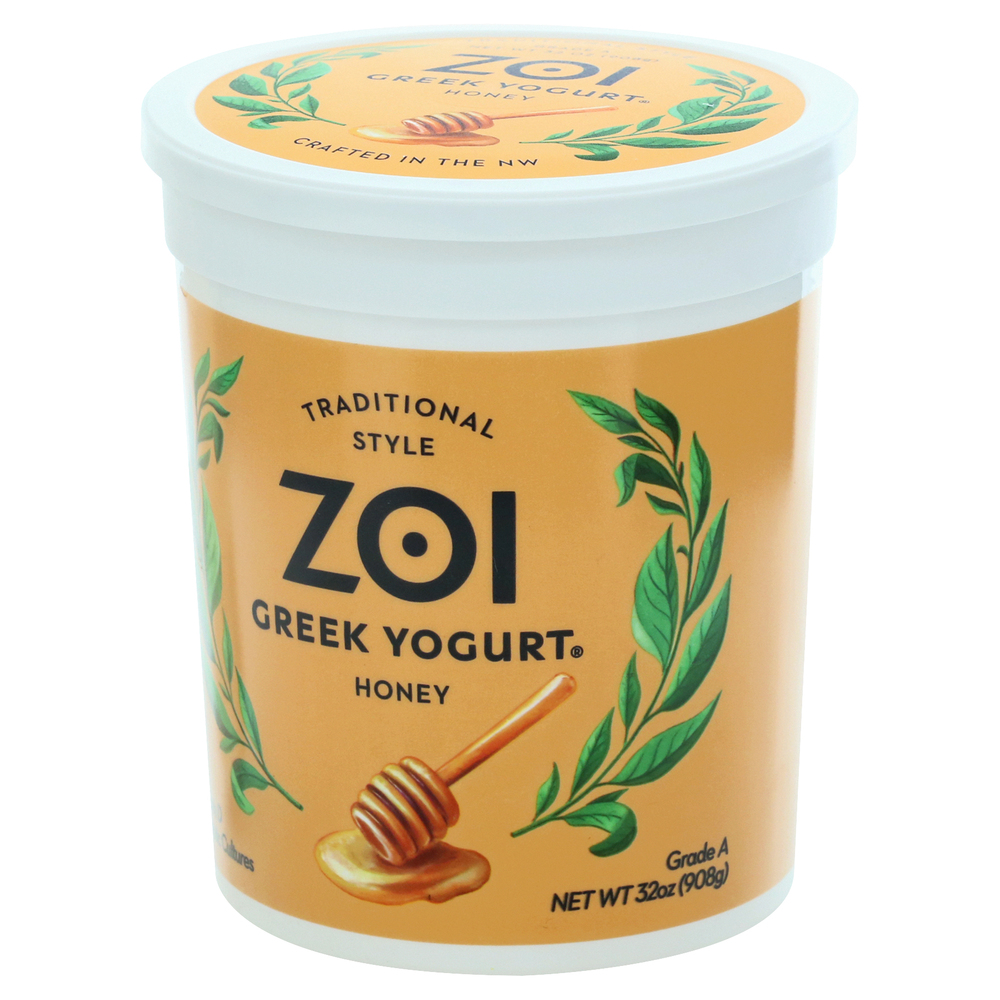 Zoi Yogurt, Greek, Traditional Style, HoneyFrontRightElevated