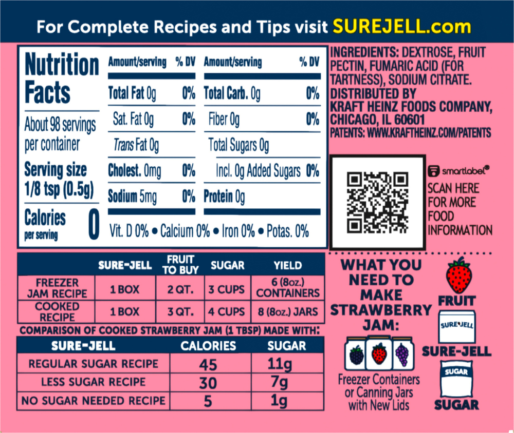 SureJell Fruit Pectin, PremiumPlanogramBack