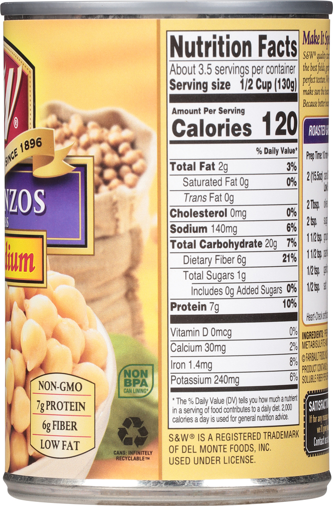 s&w low sodium canned garbanzo beans chickpeas