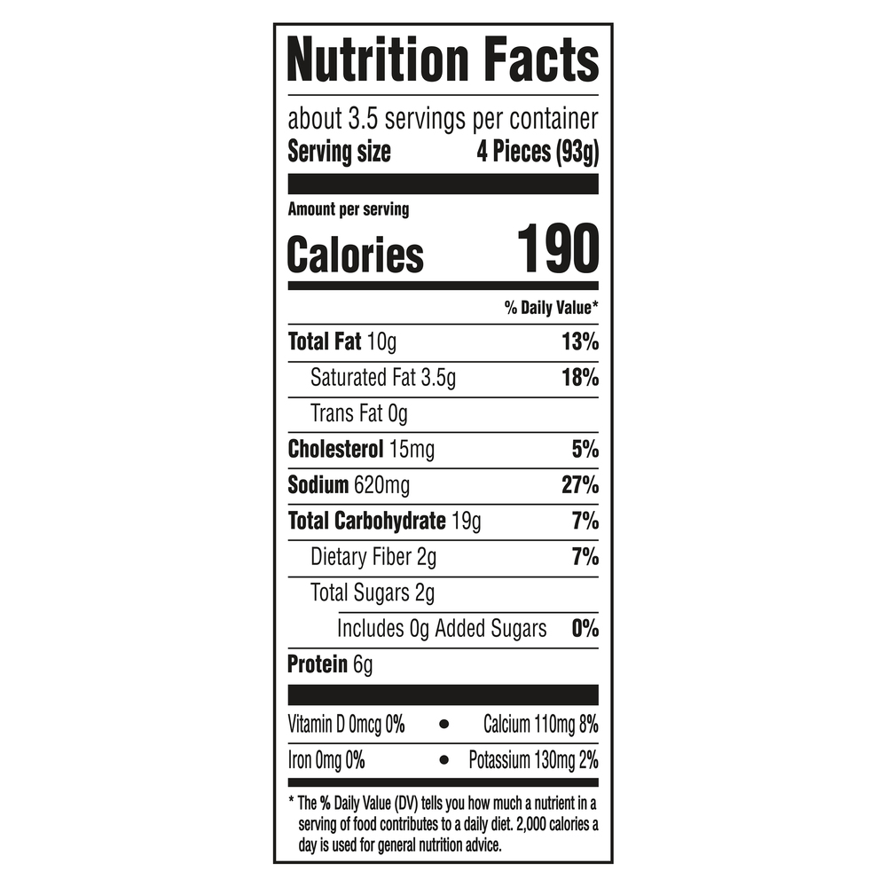 Birds Eye Loaded Cauliflower Bites, Bacon Cheddar-Nutrition-Facts - Nutrition For Frozen Chickens Eye Stage