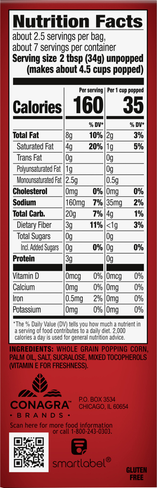 kettle corn nutritional value