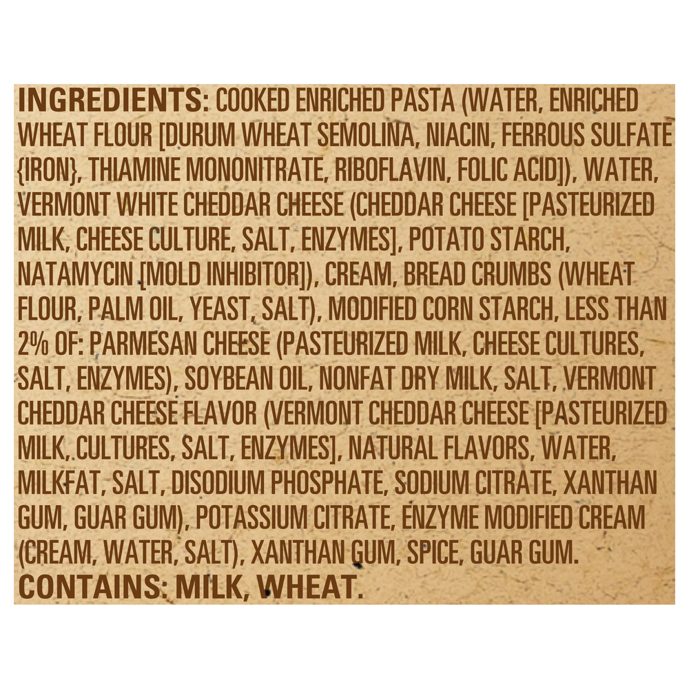 Marie Callender's Mac & Cheese Bowl, Vermont CheddarIngredients