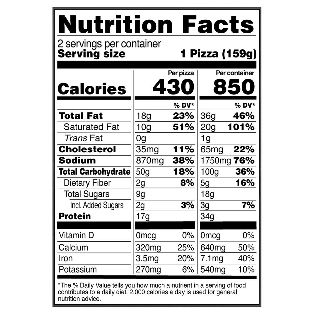 Red Baron Pizza, Deep Dish, Four Cheese, SinglesNutritionFacts