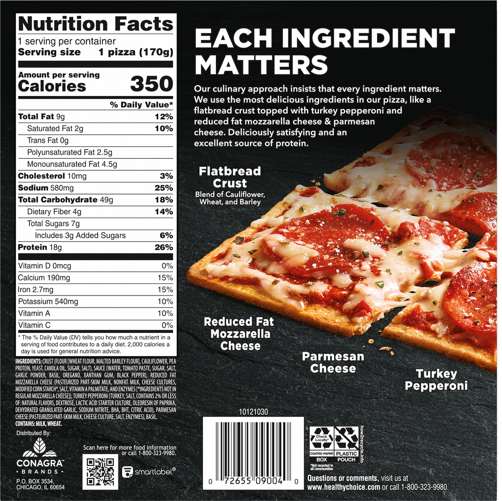 Healthy Choice Pizza, Flatbread, Turkey Pepperoni