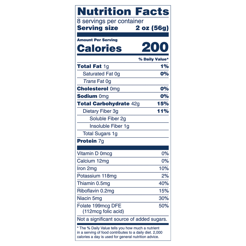 Barilla Protein Rotini Nutrition Label