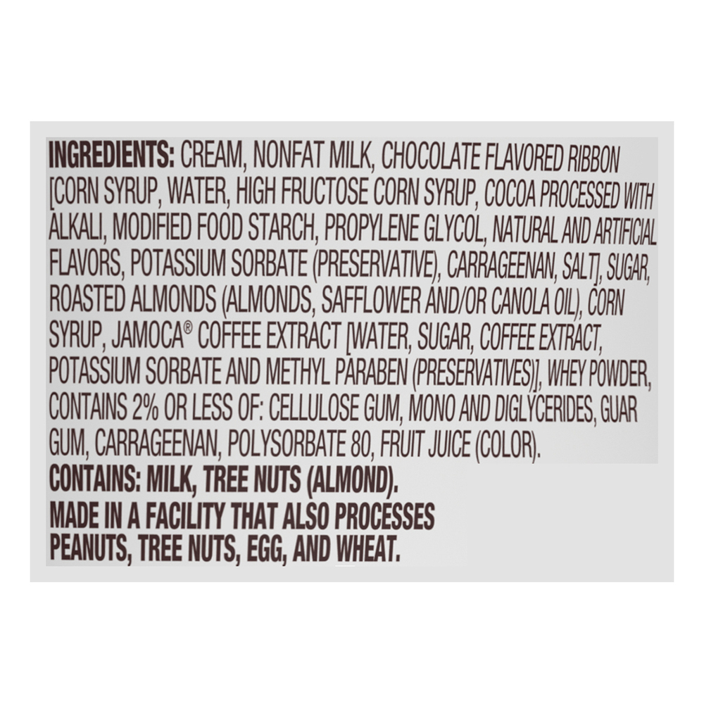 Baskin Robbins Ice Cream, Jamoca Almond FudgeIngredients