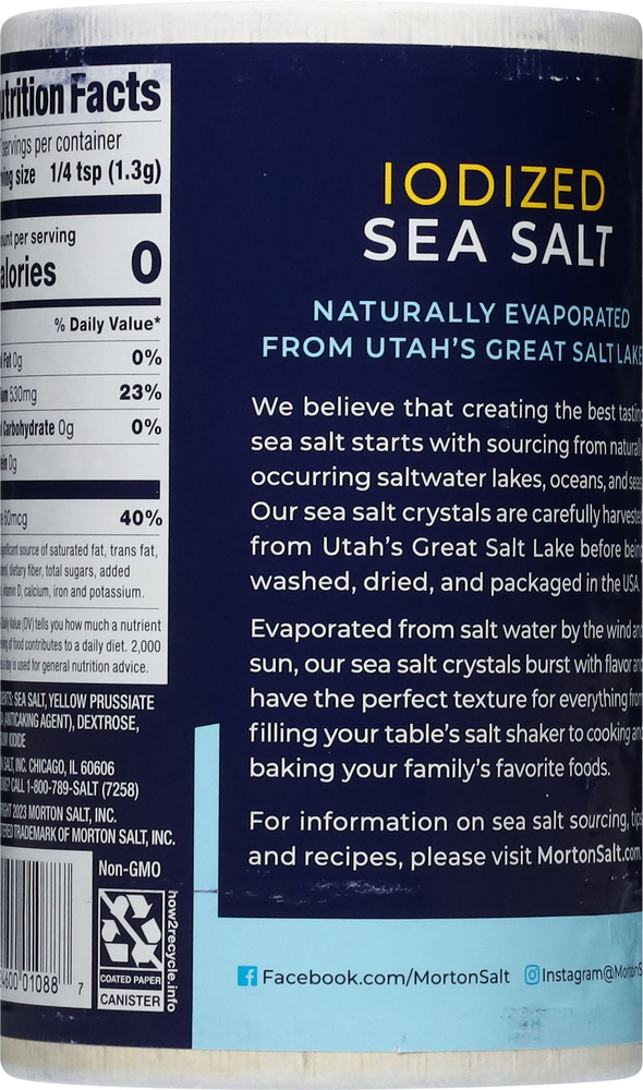 Morton Sea Salt, IodizedPlanogramBack