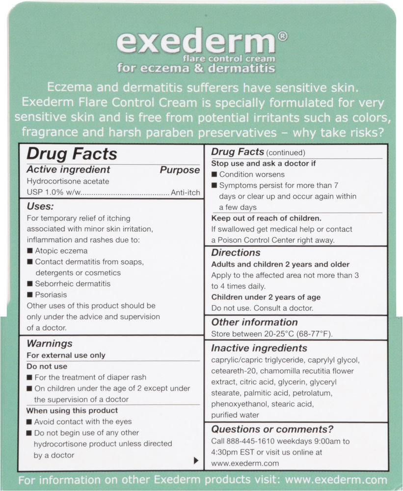 Exederm Flare Control Cream for Eczema & Dermatitis-Planogram-Back