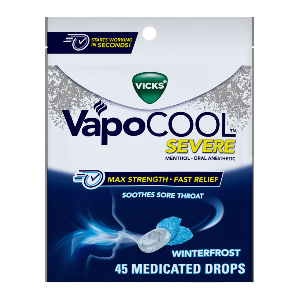 Vcold Drops Vicks Severe VapoCOOL Menthol Cough Drop Alternative for Sore Throat ...