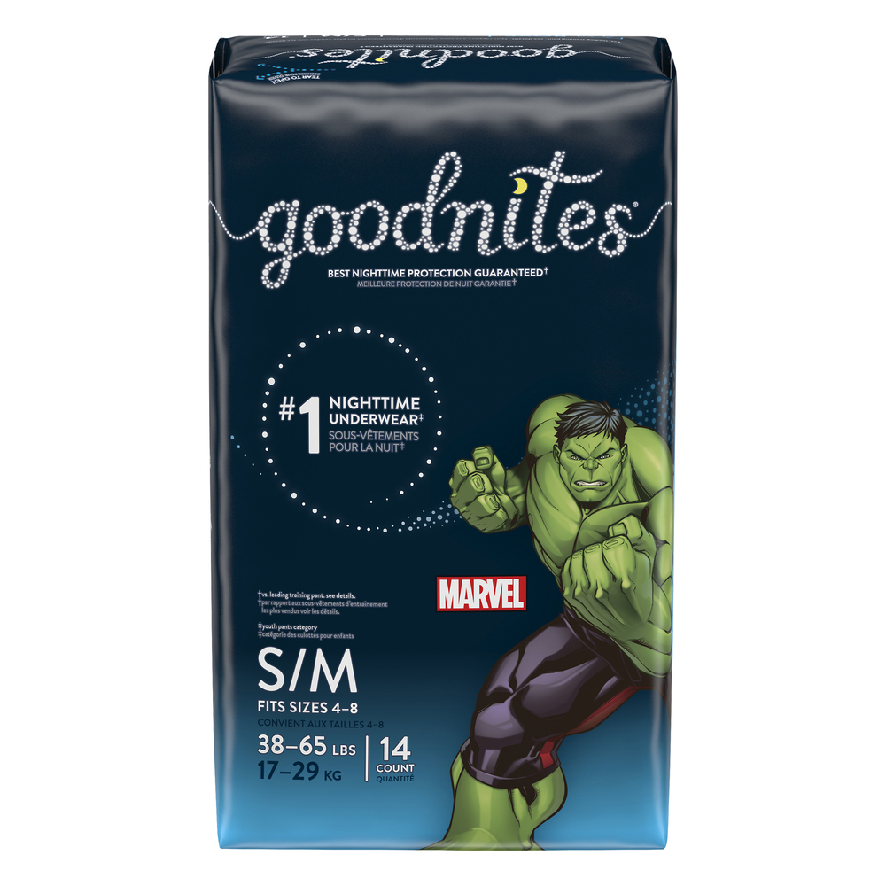 GoodNites Underwear Nighttime Marvel S M 38 65 lbs Boys