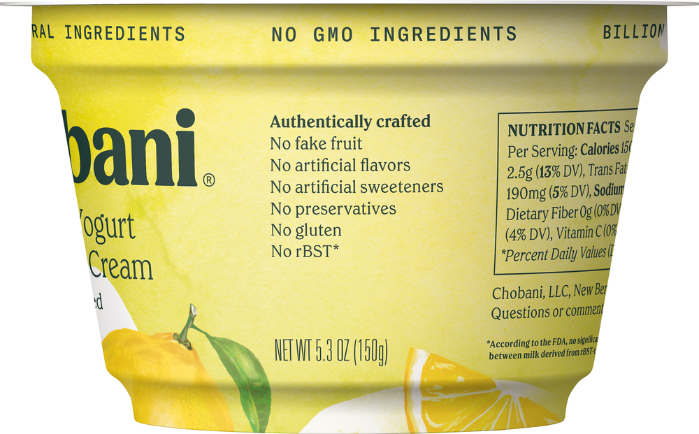 Chobani Yogurt, Greek, Lemon & Cream, BlendedPlanogramRight