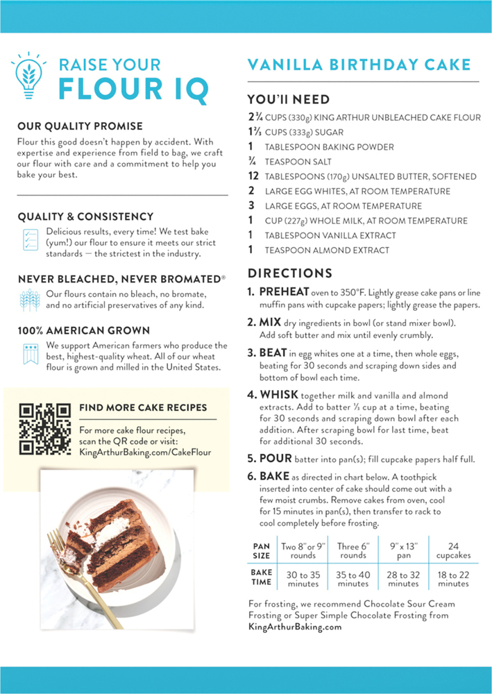 King Arthur Baking Company Unbleached Cake Flour-Planogram-Back