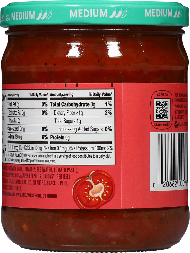 Newman's Own Salsa, Chunky, Medium, Bolder Flavor