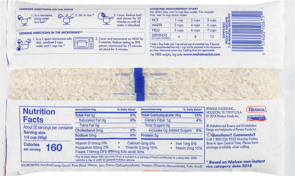 Mahatma Rice, Enriched, Extra Long-Planogram-Back