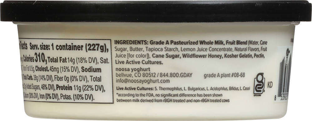 Noosa Yoghurt, Finest, Lemon