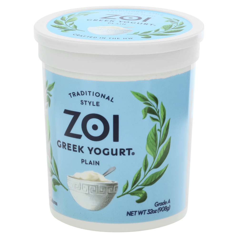 Zoi Yogurt, Greek, Plain, Traditional StyleFrontRightElevated