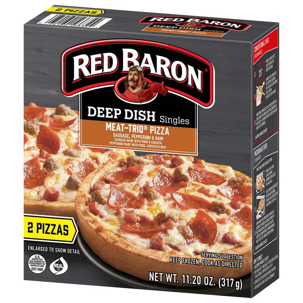 Red Baron Pizza Meat Trio Deep Dish Singles