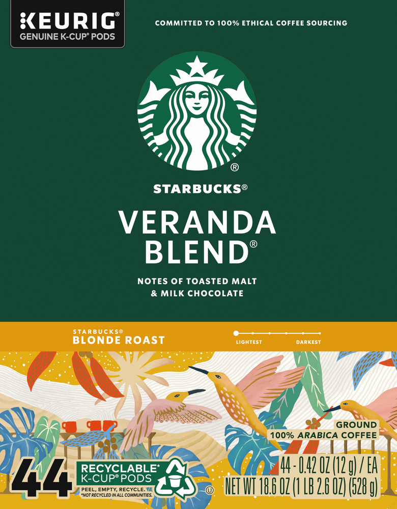 Starbucks Coffee Ground Blonde Roast Veranda Blend K Cup Pods