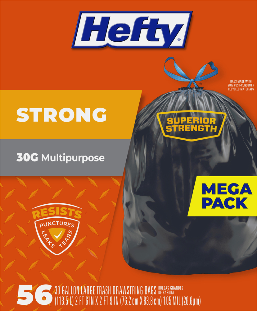  Hefty Strong Multipurpose Large Trash Bags - 30 Gallon