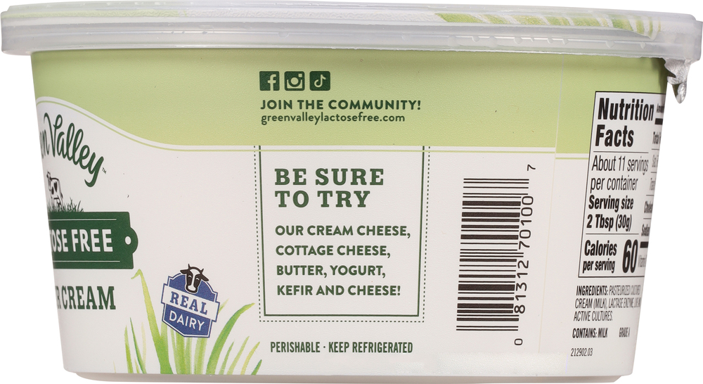 Green Valley Sour Cream, Lactose Free