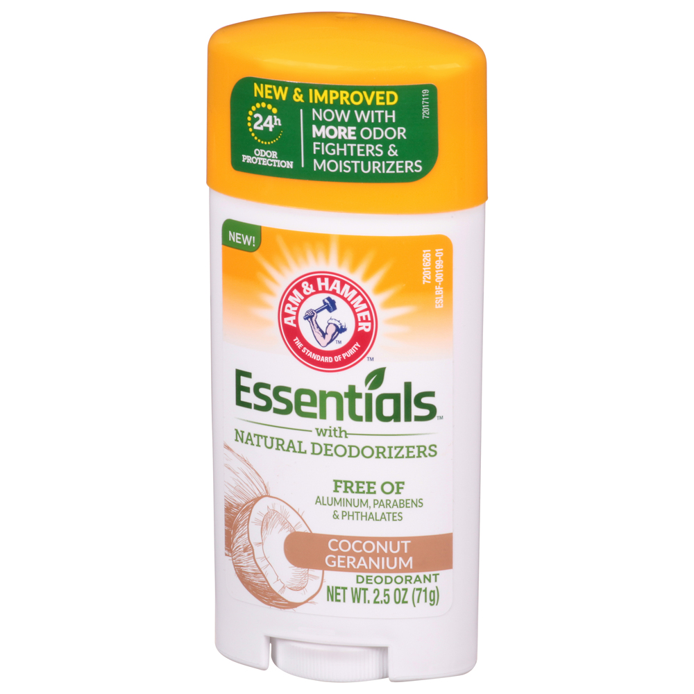 Arm & Hammer Essentials Deodorant, Coconut GeraniumFrontRightElevated