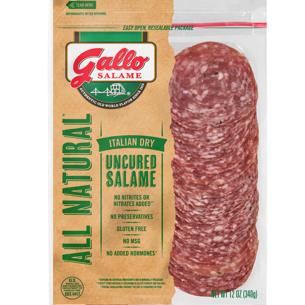 Gallo Deli Thin Sliced All Natural Uncured Salami, 12 oz.Hero