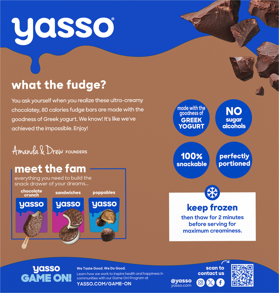 Yasso Yogurt Bars, Greek, Chocolate Fudge, 4 PacksPlanogramBack