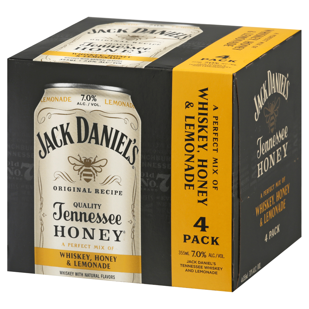 Jack Daniel's Whiskey, Tennesse Honey, 4 Pack