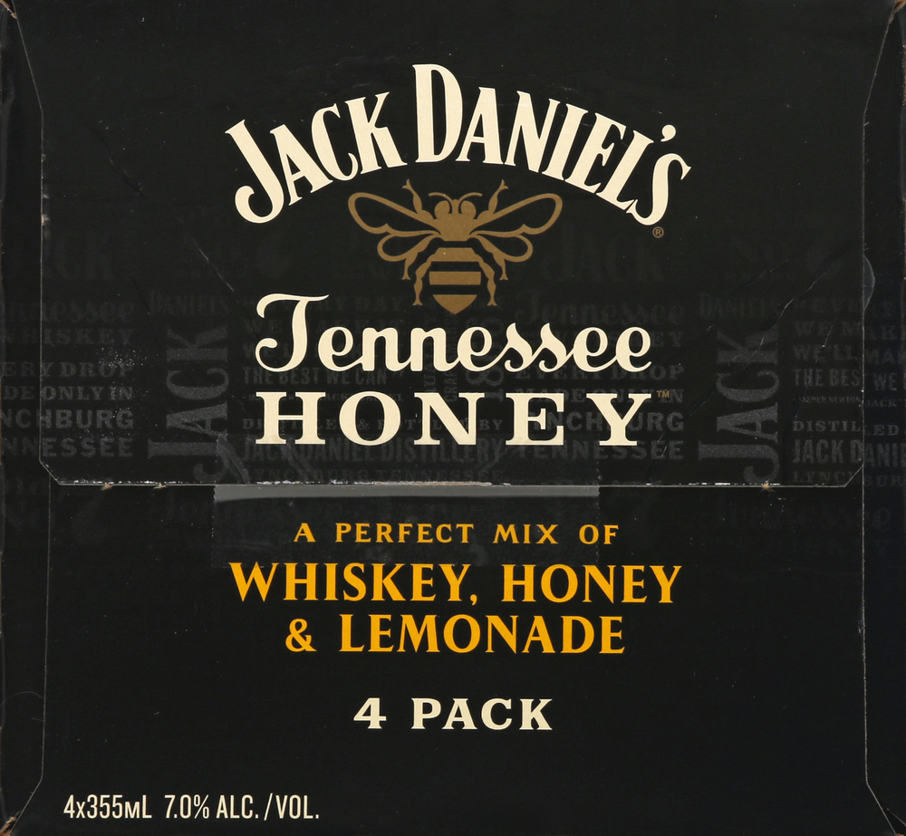 Jack Daniel's Whiskey, Tennesse Honey, 4 Pack