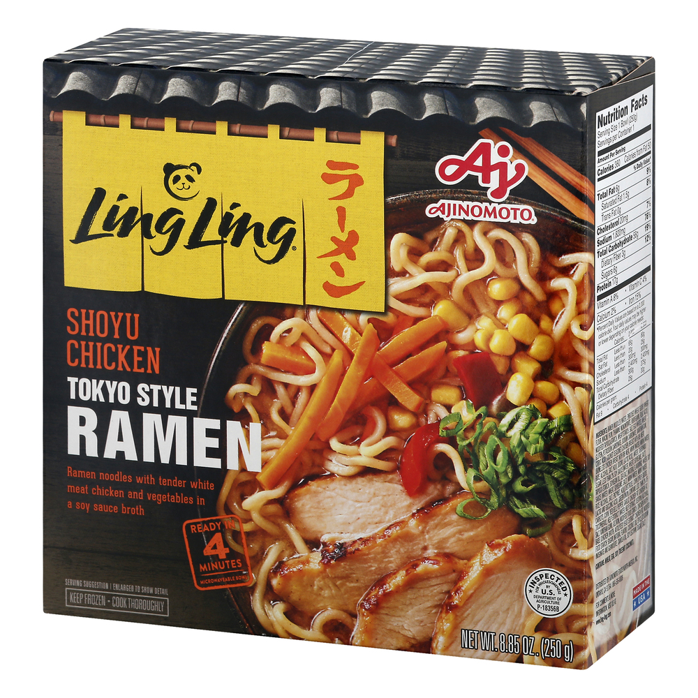 Ling Ling Shoyu Chicken Ramen Frozen Asian EntréeFrontRightElevated