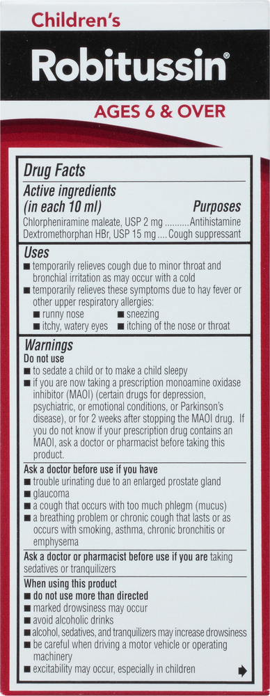 Robitussin Children's Alcohol-Free Fruit Punch Flavor Cough & Cold ...