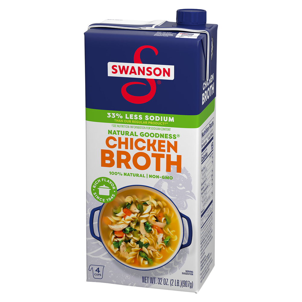 Swanson Natural Goodness Broth, Chicken, 100% Natural-Front-Right-Elevated