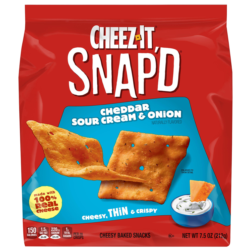 Cheez-It Snap'd Cheesy Baked Snacks, Cheddar Sour Cream & Onion