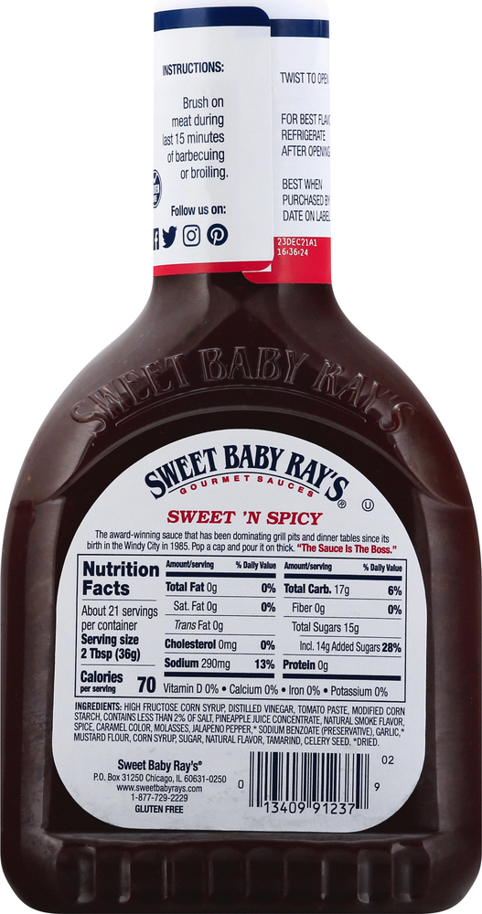 Sweet Baby Ray's Barbecue Sauce, Sweet'n Spicy