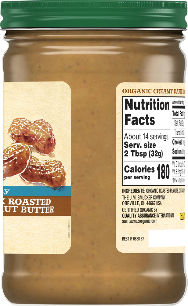 Santa Cruz Organic Peanut Butter, Dark Roasted, CreamyPlanogramRight