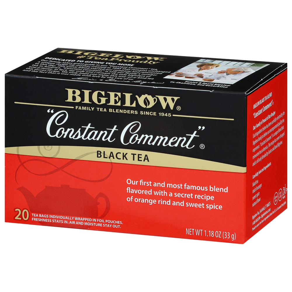 Bigelow Black Tea, Constant Comment, Tea Bags-Front-Right-Elevated