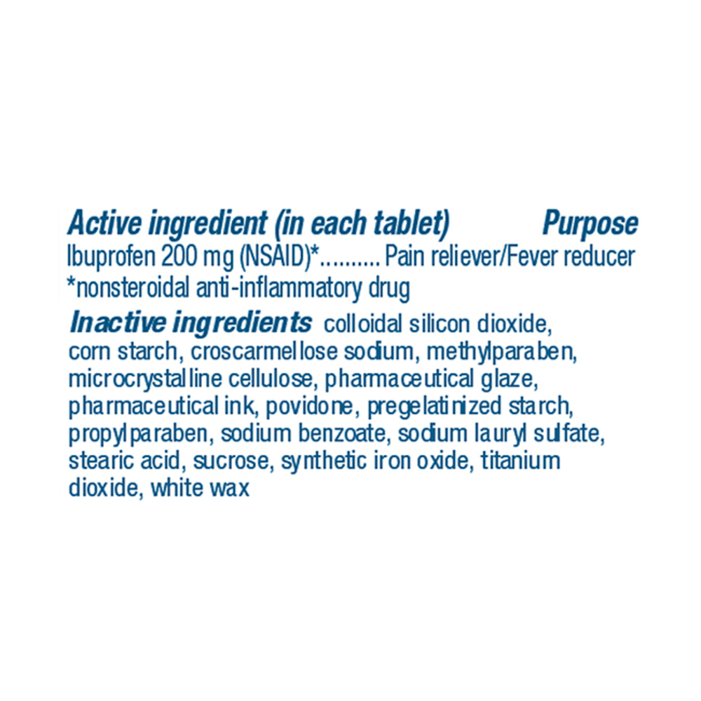 Advil Pain Reliever/Fever Reducer, 200 mg, Coated TabletsIngredients