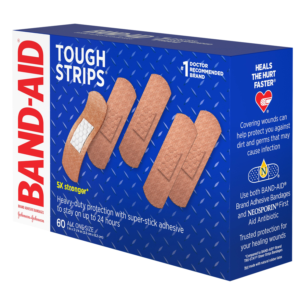 Band Aid Tough Strips Adhesive Bandages, All One Size