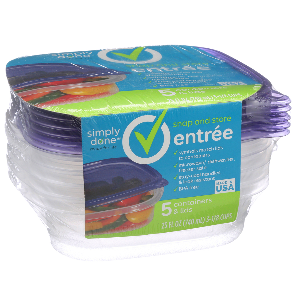 Simply Done 3-1/8 Cup Snap & Store Entree Containers & Lids 5Ct