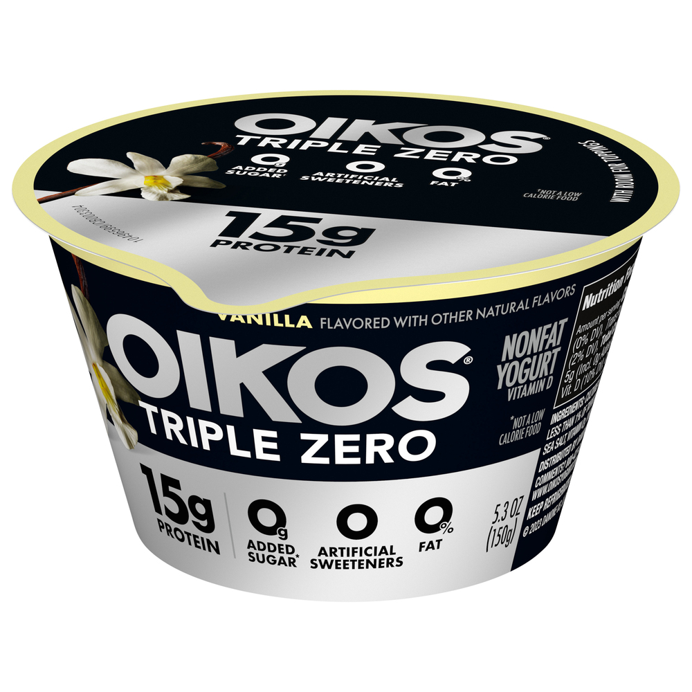 Oikos Triple Zero Yogurt, Nonfat, VanillaFrontRightElevated