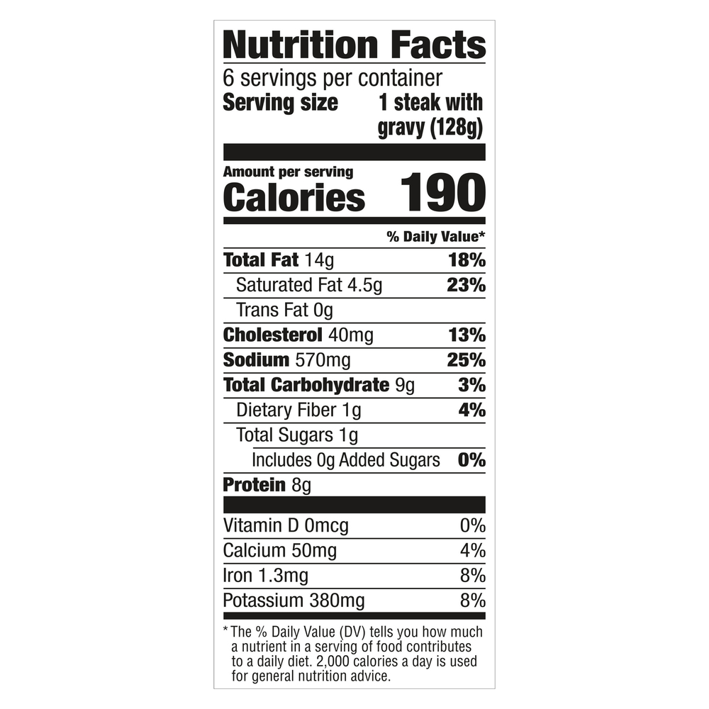 Banquet Salisbury Steaks Brown Gravy Family Size Nutrition Facts
