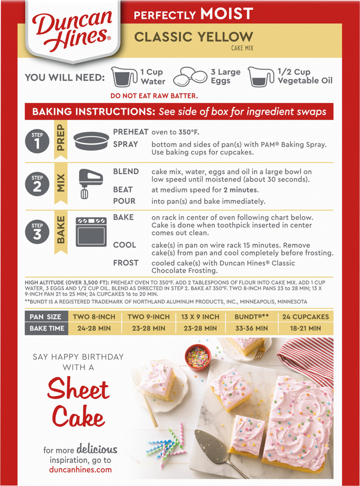 Duncan Hines Perfectly Moist Classic Yellow Cake Mix-Planogram-Back