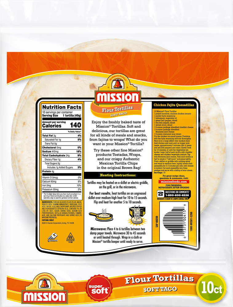 Mission Super Soft Tortillas Flour Soft Taco Planogram Back 0044