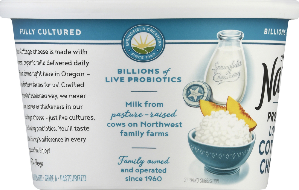 Nancys Probiotic Cottage Cheese, 2 Milkfat Min, Lowfat, OrganicPlanogramLeft